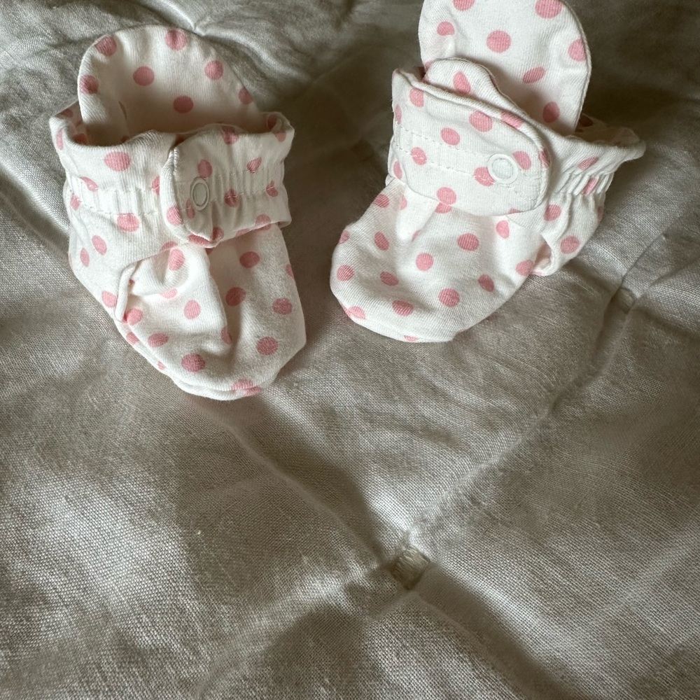 Pink Polka Dot Baby Booties